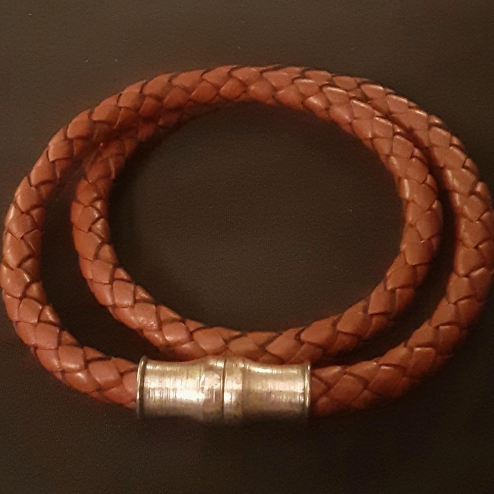 Brown double leather bracelet